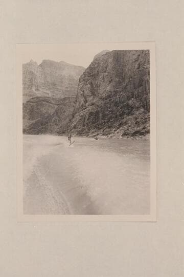 Cooper skiing on upper Lake Mead. The "June Bug" is in the distance