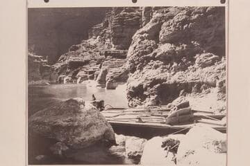 Looking down the lagoon in mouth of Supai Creek. The "Rattlesnake" and the "Bootoo" in the foreground