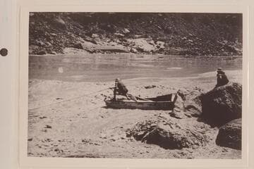 Lining the "Mexican Hat."  1938 Nevills party.  Copy of photo loaned by Wesley Heath