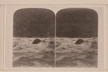 Copy of stereo in Huntington Library.  No. 53:  "Views on the Green River," Canon of Lodore series, where it is captioned "Boulder Falls."