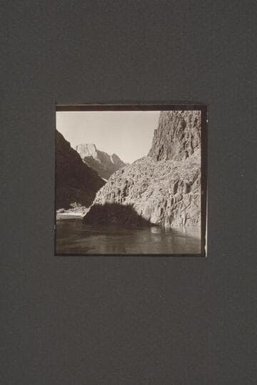 Left bank; Separation Rapid where Powell climbed over the crags and pinnacles and got rimmed. ???