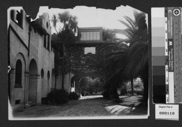 View of carriage porch from rear driveway at The Bivouac