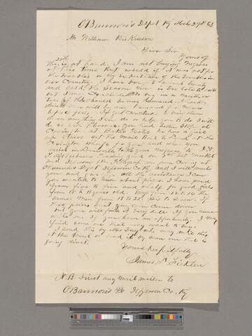 James Ficklen letter to William Dickinson, Jr