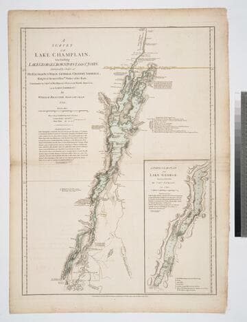 Survey of Lake Champlain, including Lake George, Crown Point and St. John. Surveyed by Order of His Excellency Major General Sr. Jeffery Amherst, Knight of the most Honble. Order of the Bath, Commander in Chief of His Majesty's Forces in North America, (now Lord Amherst) by William Brassier, Draughtsman, 1762