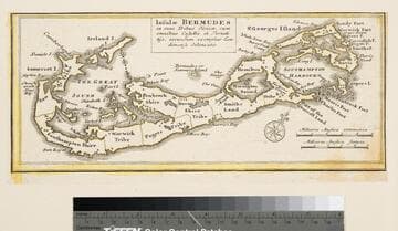 Insulae Bermudes in suas tribus divisae : cum omnibus castellis et Fortalitÿs ; secundum exemplar Londinense delineatae