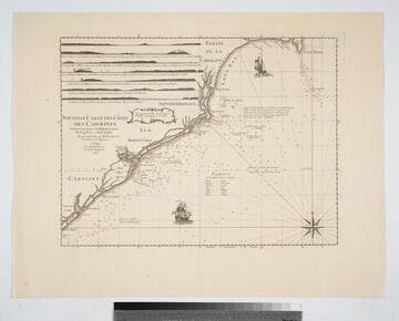 Nouvelle Carte des Côtes des Carolines Septentrionales et Meridionales du Cap Fear a Sud Edisto