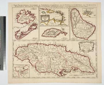 Principall Islands in America Belonging to the English Empire, viz Jamaica, Barbados, Antegoa, St. Christophers, & Bermudos