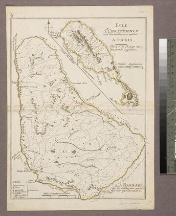 Isle St. Christophie une des Antilles aux anglois ; La Barbade une des Antilles aux anglois divisée par Paroises
