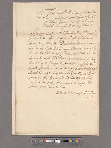 Blathwayt, William. To the ... Commissioners for ... the Public Accompts