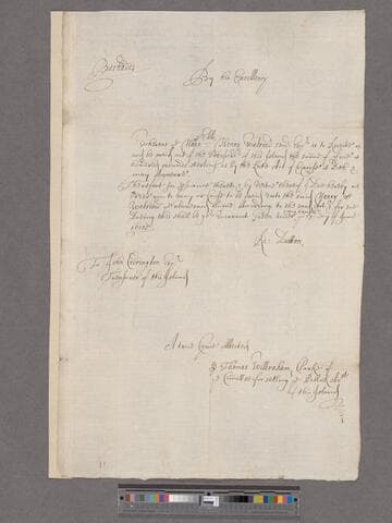 Dutton, Sir Richard. To John Codrington : Order for payment of 500 pounds to Henry Walrond