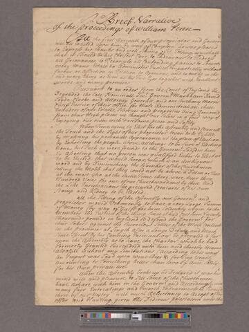 Church of England in Pennsylvania. Vestry. A Brief Narrative of the Proceedings of William Penn