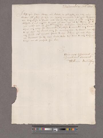 Davidson, Sir William. Letter to William Blathwayt