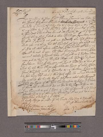 Nicholson, Francis. Letter to William Blathwayt