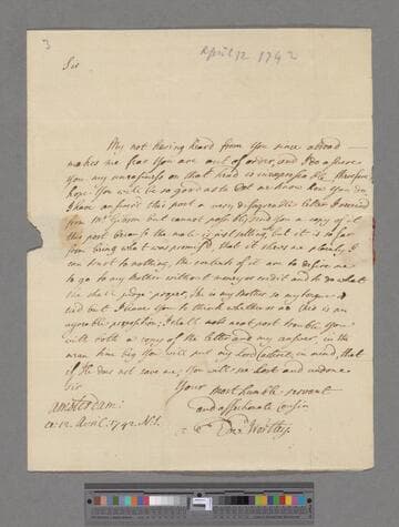 Montagu, Edward Wortley. Letter to Edward Montagu