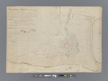 Annapolis-Royal and (what is called ye) town [cartographic material], : including all that is possessed by British inhabitants / Survey'd Octo[be]r 1754 by Will. Bontein