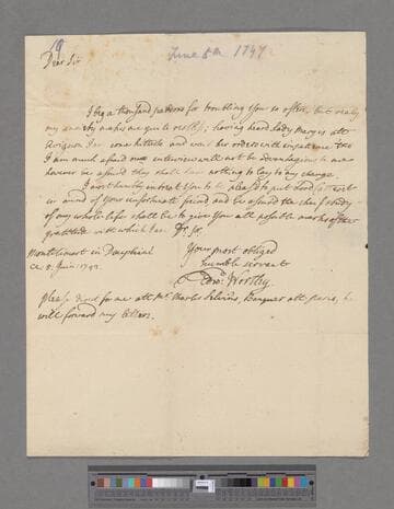 Montagu, Edward Wortley. Letter to Edward Montagu