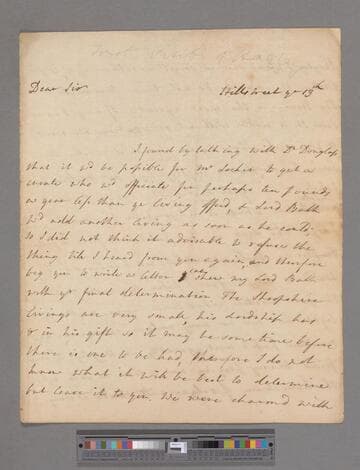 Montagu, Elizabeth (Robinson). Letter to [unknown addressee]