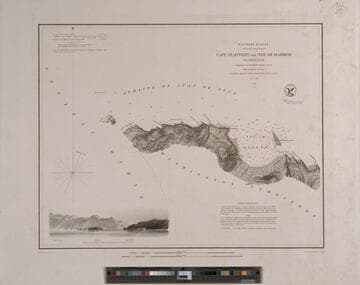Cape Flattery to Neé-ah Harbor Washington Topography by G. Davidson Assistant U.S.C.S. Hydrography by the party under the command of Lieut. James Alden U.S.N. Assistant 1853