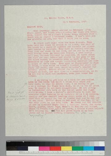 Writer Fryniwyd Tennyson (Jesse) Harwood writes to her friends Grace and Edwin Hubble