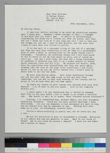 Writer Fryniwyd Tennyson (Jesse) Harwood writes to her friend Grace Hubble