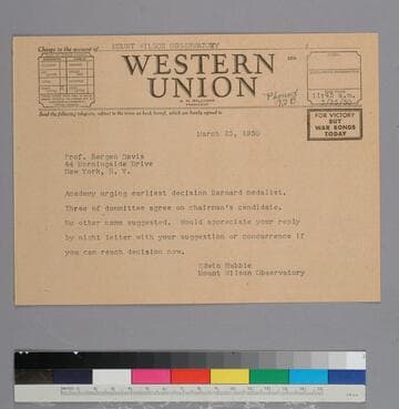 EPH wires Davis Bergen regarding nomination and selection of the Barnard Medalist