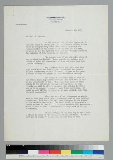 Henry Allen, secretary and director of the Franklin Institute, writes EPH