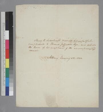Henry R. Schoolcraft, Albany, letter to Thomas Jefferson, Virginia