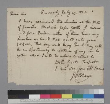 James Oldham letter to Thomas Jefferson, Monticello