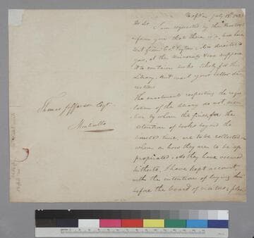 John V. Kean, University of Virginia, letter to Thomas Jefferson, Monticello