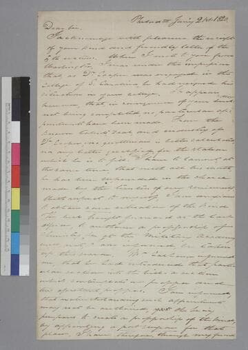 James Cutbush, Philadelphia, letter to Thomas Jefferson, Monticello