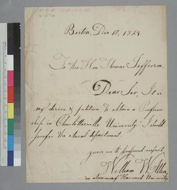 William W. Allen, Boston, letter to Thomas Jefferson