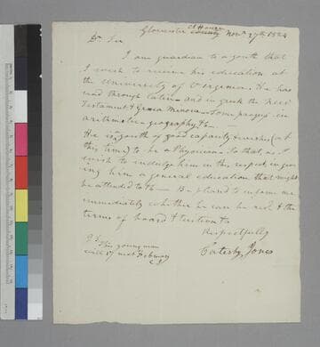 Catesby Jones, Gloucester Court House, letter to Thomas Jefferson