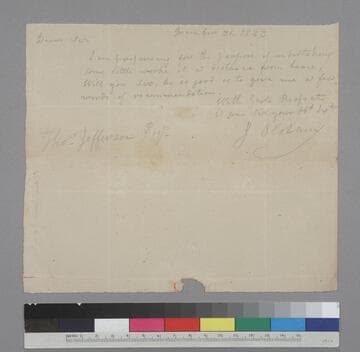 James Oldham letter to Thomas Jefferson, Monticello