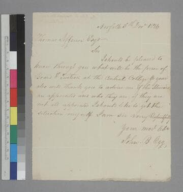 John B. Ogg, Norfolk, letter to Thomas Jefferson