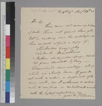 John V. Kean, University of Virginia, letter to Thomas Jefferson