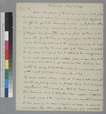 Arthur S. Brockenbrough, Richmond, letter to Thomas Jefferson
