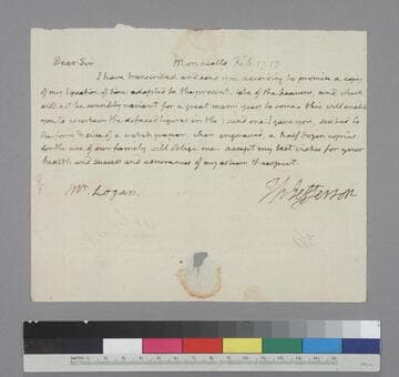 Thomas Jefferson, Monticello, letter to Mr. Logan, Staunton