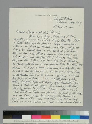 Actor George Arliss writes to GBH and EPH