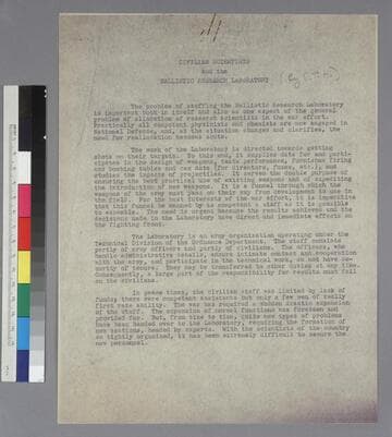 Civilian Scientists and the Ballistic Research Laboratory