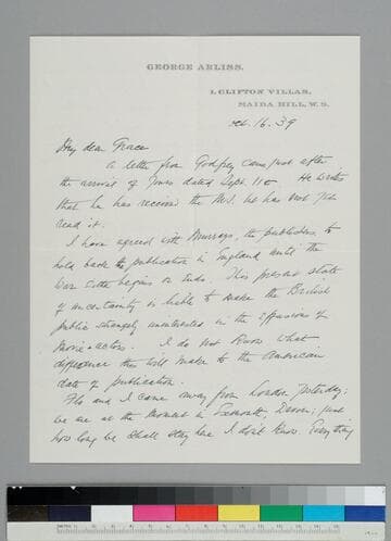 Actor George Arliss writes to GBH