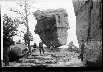 Unidentified men with Balance Rock