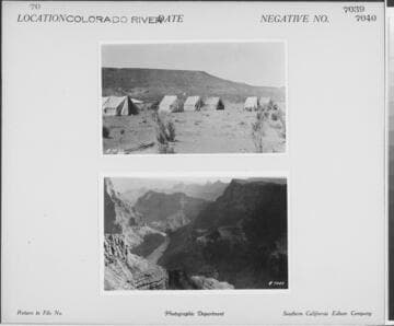 Colorado River - shot of tent camp in desert