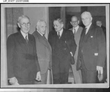 Harry Chandler with others at a party at the Times building