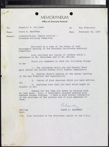 Constitutional Rights Section - Southern Advisory Committee : Braverman Report / PGA