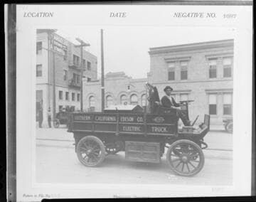 A driver in electric truck #49