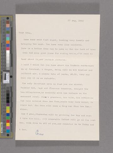 Hubble, Grace Burke. Letter to Ida Crotty
