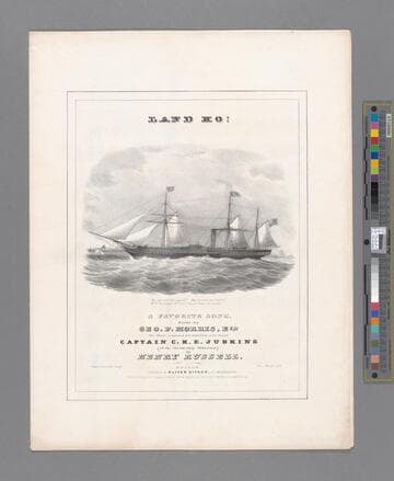 Land ho! : a favorite song / words by Geo. P. Morris, Es.q the music composed and dedicated to his friend Captain C. H. E. Judkins (of the Steam-ship Hibernia) by Henry Russell