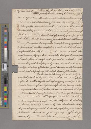 Hutchinson, Elizabeth. Letter to Elizabeth (Carleton) Shackleton