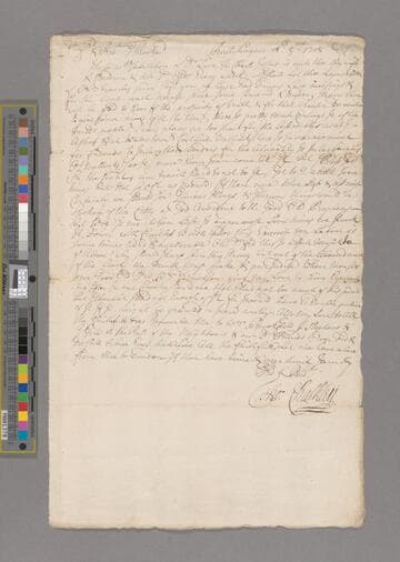 Chalkley, Thomas. Letter to George Rooke