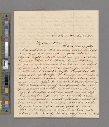 Harlan, George Cuvier. Letter to Margaret Howell Harlan